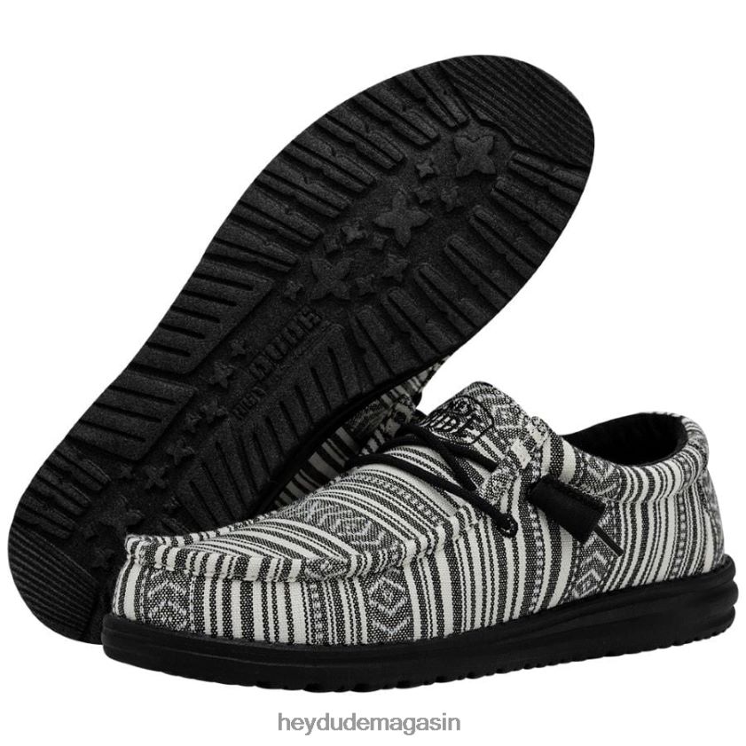 Hey Dude Hommes Wally Sérape gravier noir chaussures DT40T4436