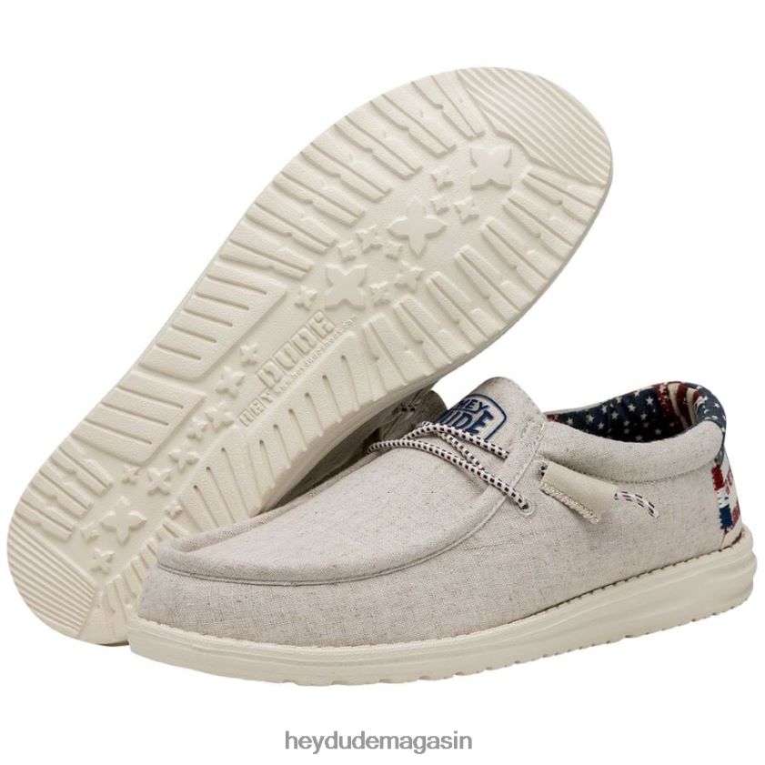 Hey Dude Hommes Wally patriotique patriotique blanc cassé chaussures DT40T4293