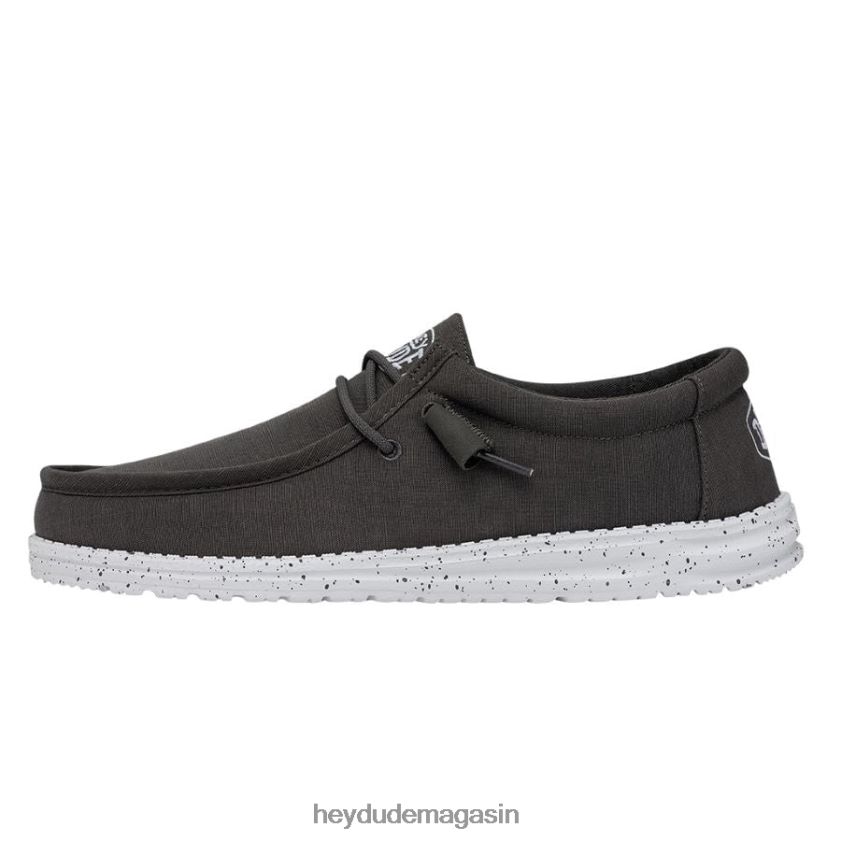 Hey Dude Hommes toile flammée wally gris foncé chaussures DT40T4417