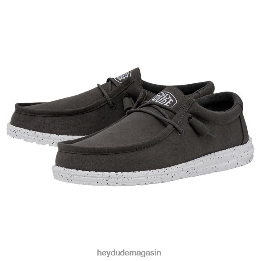 Hey Dude Hommes toile flammée wally gris foncé chaussures DT40T4417