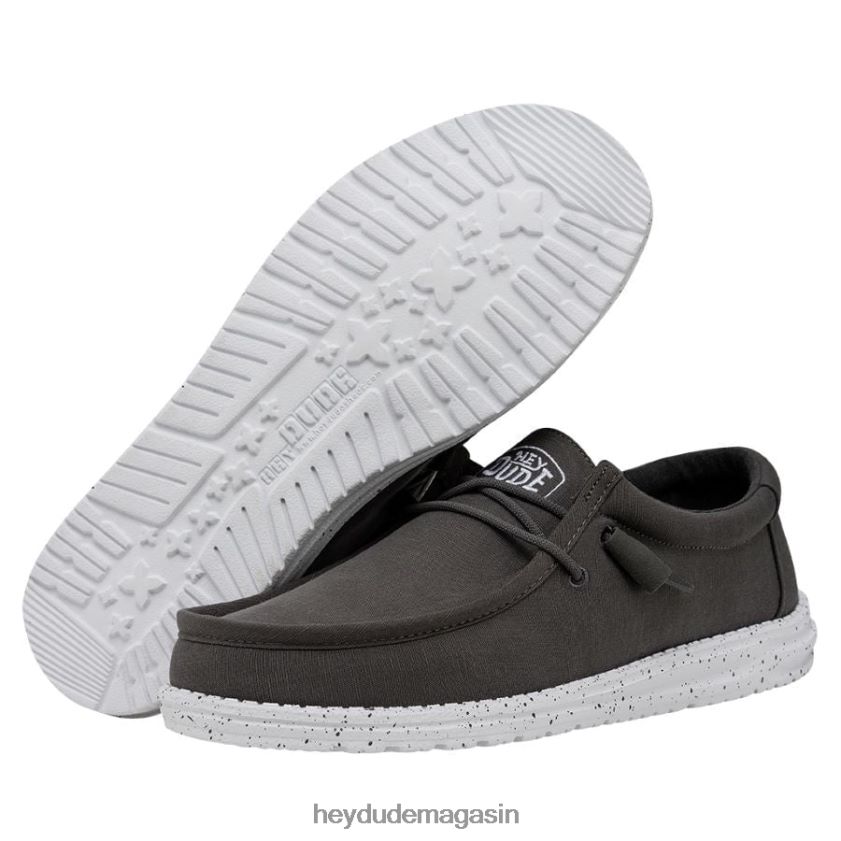 Hey Dude Hommes toile flammée wally gris foncé chaussures DT40T4417