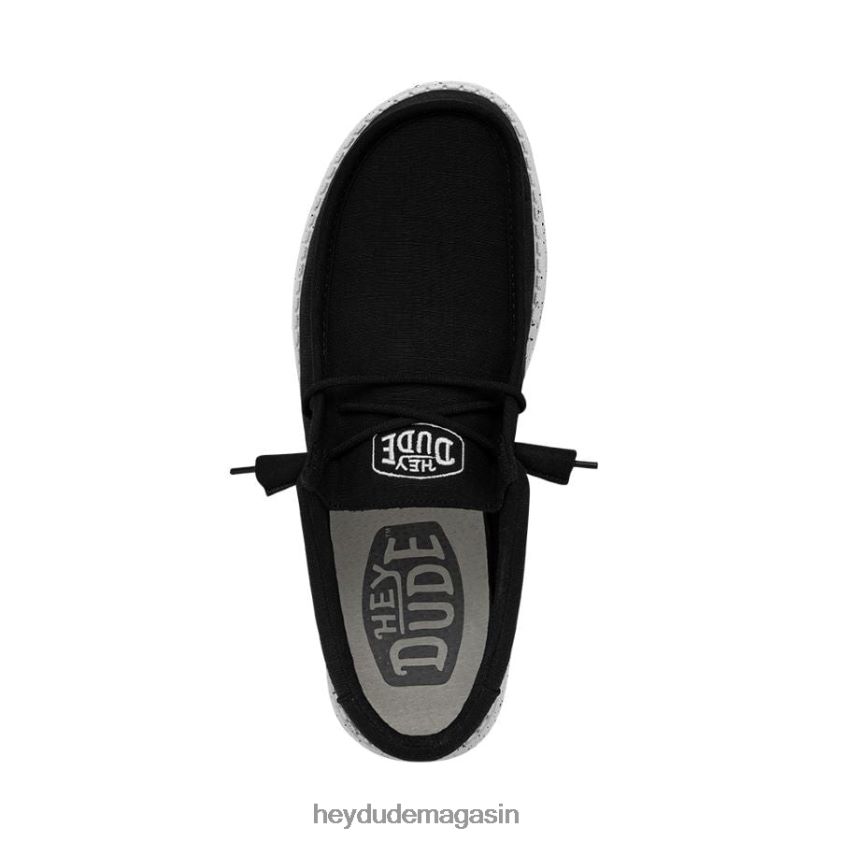 Hey Dude Hommes toile flammée wally noir chaussures DT40T4426