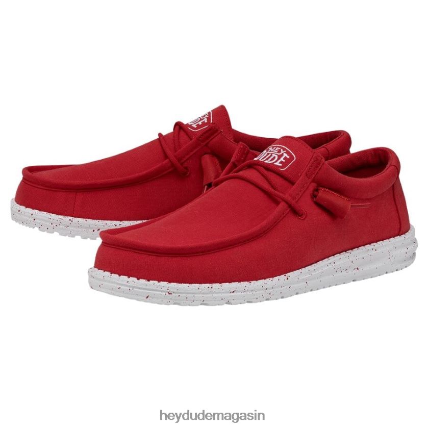Hey Dude Hommes toile flammée wally rouge chaussures DT40T4477