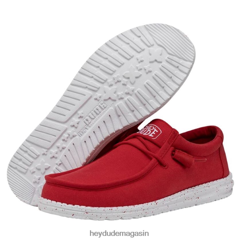Hey Dude Hommes toile flammée wally rouge chaussures DT40T4477