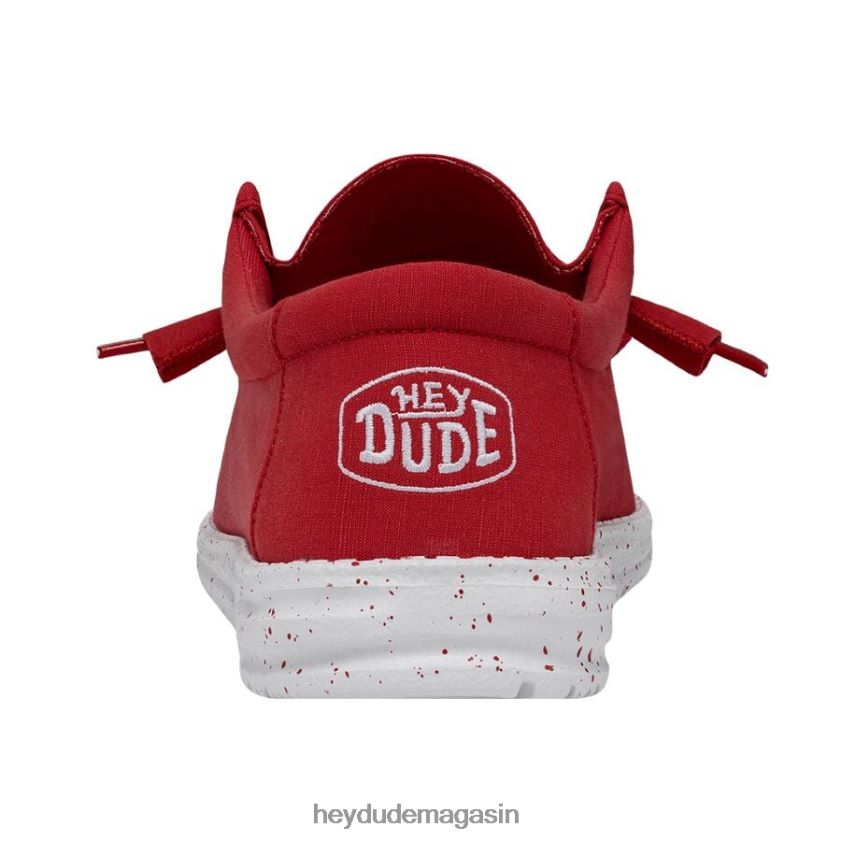 Hey Dude Hommes toile flammée wally rouge chaussures DT40T4477