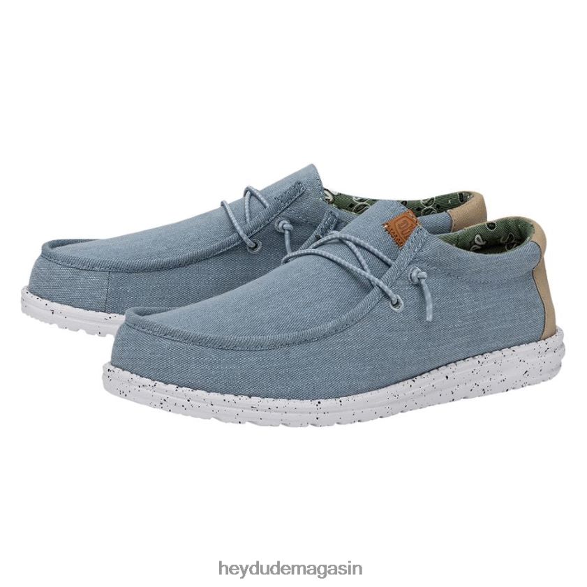 Hey Dude Hommes toile lavée wally bleu chaussures DT40T4303