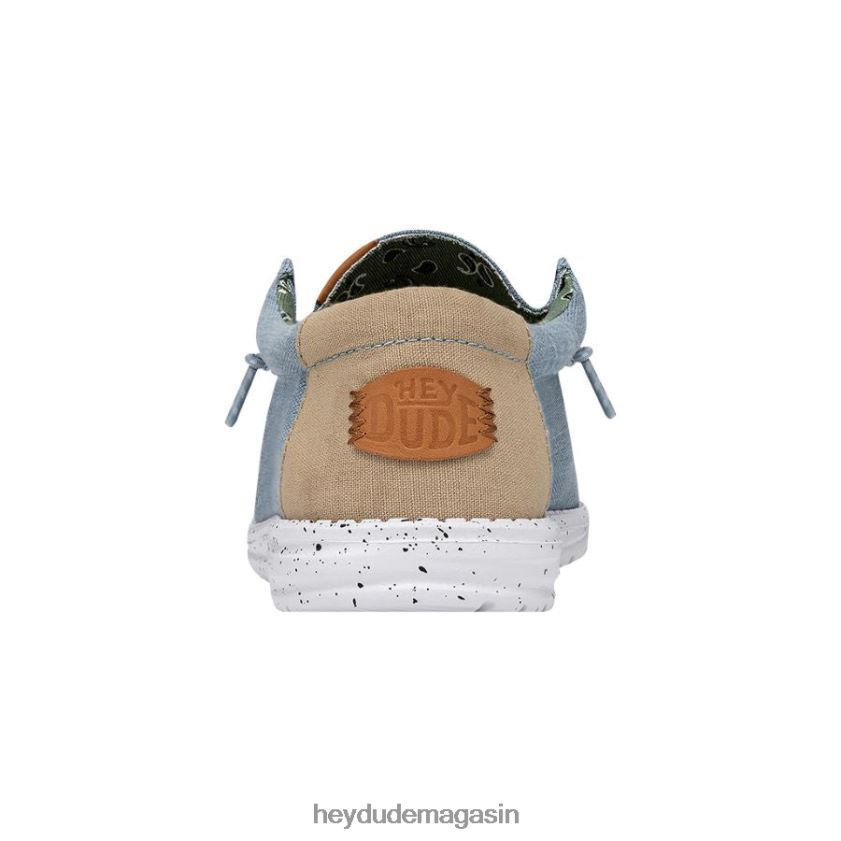 Hey Dude Hommes toile lavée wally bleu chaussures DT40T4303