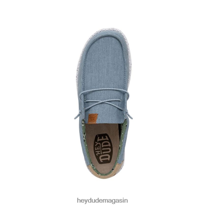 Hey Dude Hommes toile lavée wally bleu chaussures DT40T4303