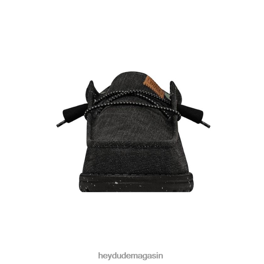 Hey Dude Hommes toile lavée wally noir chaussures DT40T4299