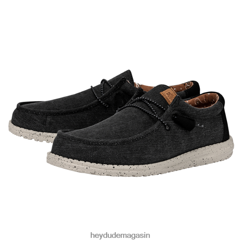Hey Dude Hommes toile lavée wally noir chaussures DT40T4300