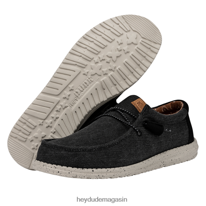 Hey Dude Hommes toile lavée wally noir chaussures DT40T4300