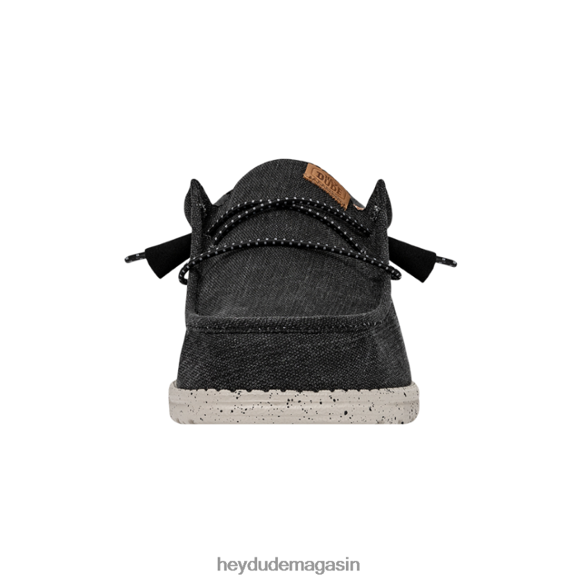 Hey Dude Hommes toile lavée wally noir chaussures DT40T4300