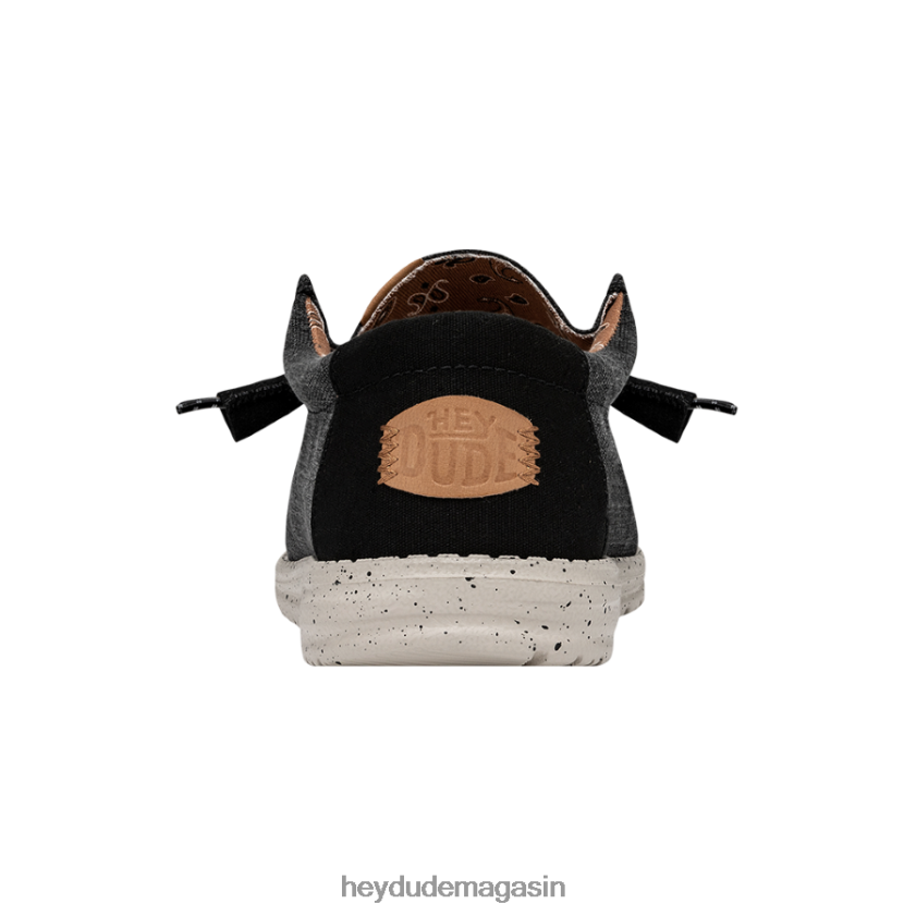 Hey Dude Hommes toile lavée wally noir chaussures DT40T4300