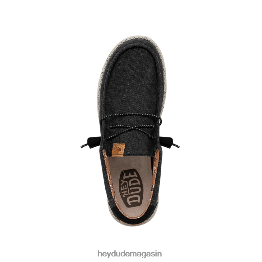 Hey Dude Hommes toile lavée wally noir chaussures DT40T4300