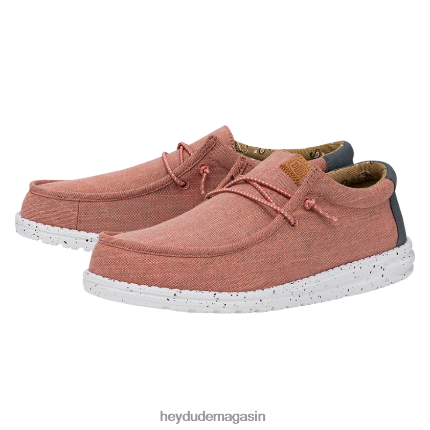 Hey Dude Hommes toile lavée wally rouge chaussures DT40T4304