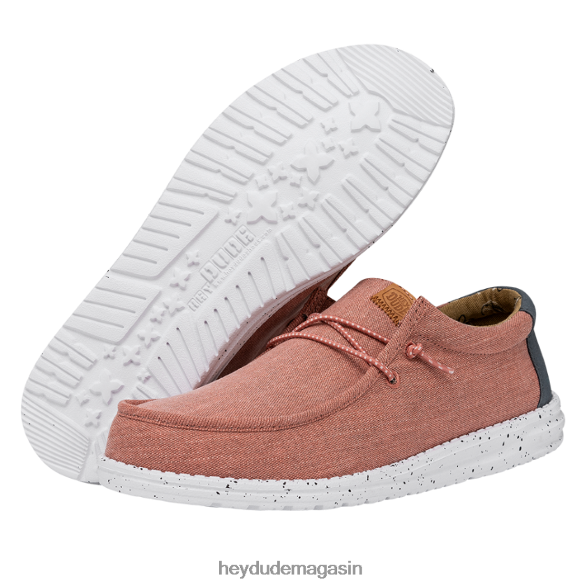 Hey Dude Hommes toile lavée wally rouge chaussures DT40T4304
