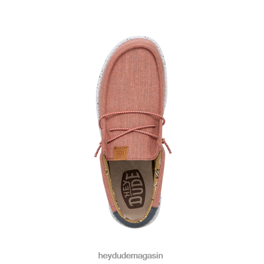 Hey Dude Hommes toile lavée wally rouge chaussures DT40T4304