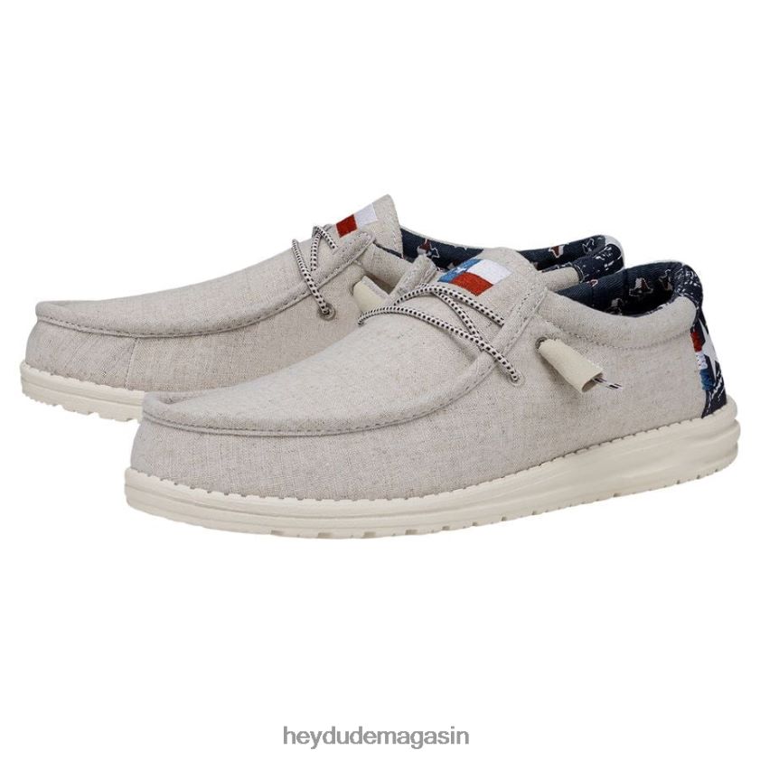 Hey Dude Hommes toile wally texas blanc cassé chaussures DT40T4362