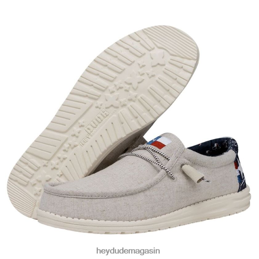 Hey Dude Hommes toile wally texas blanc cassé chaussures DT40T4362