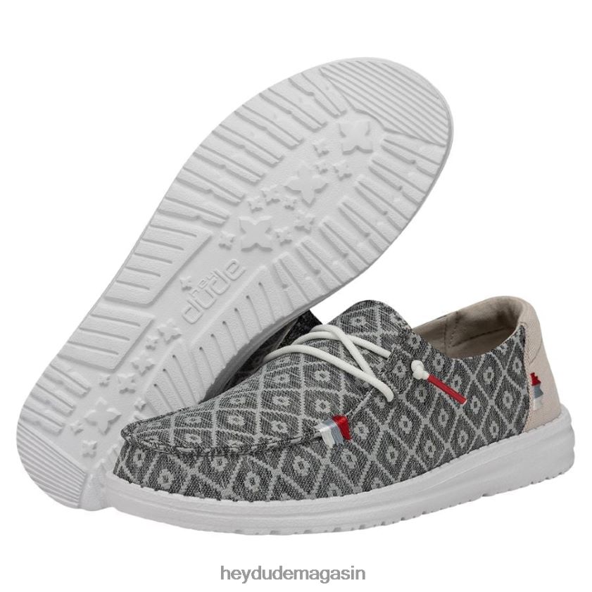 Hey Dude Hommes Wendy Bohème broderie gris foncé chaussures DT40T470