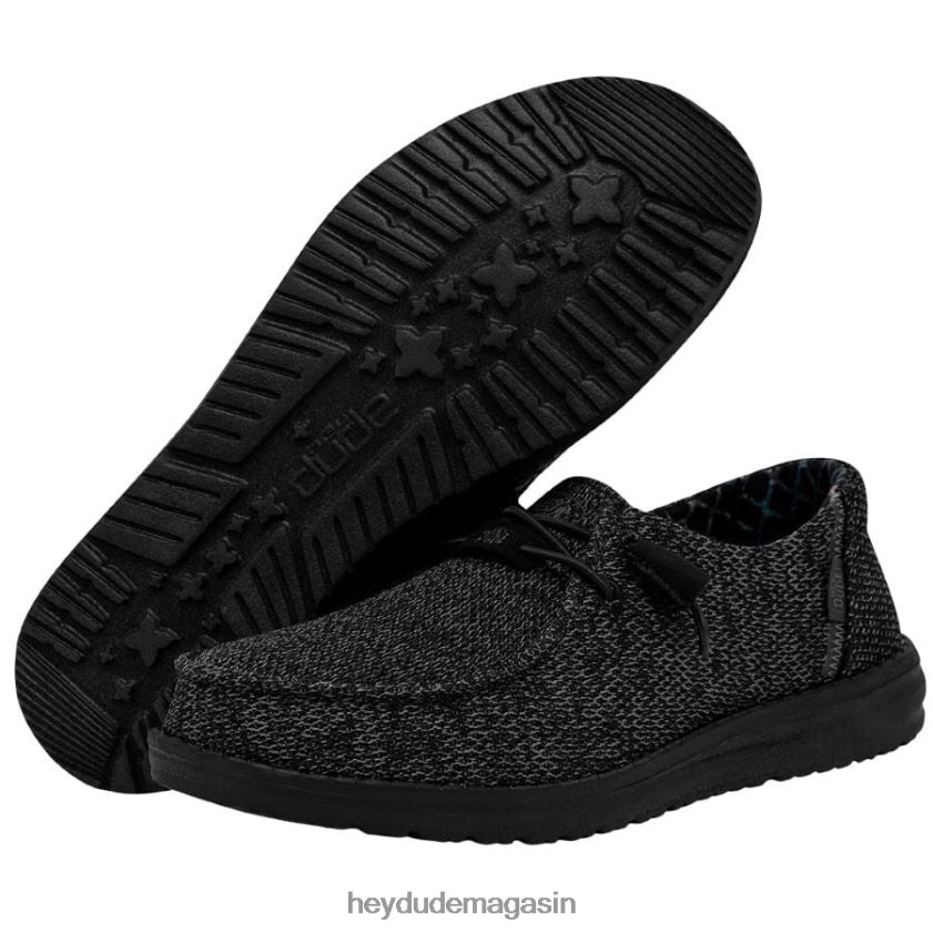Hey Dude Hommes Wendy Sox Micro noir total chaussures DT40T450