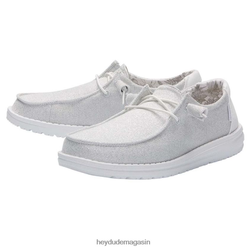 Hey Dude Hommes Wendy s'étire blanc étincelant chaussures DT40T4124
