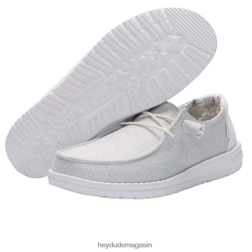 Hey Dude Hommes Wendy s'étire blanc étincelant chaussures DT40T4124