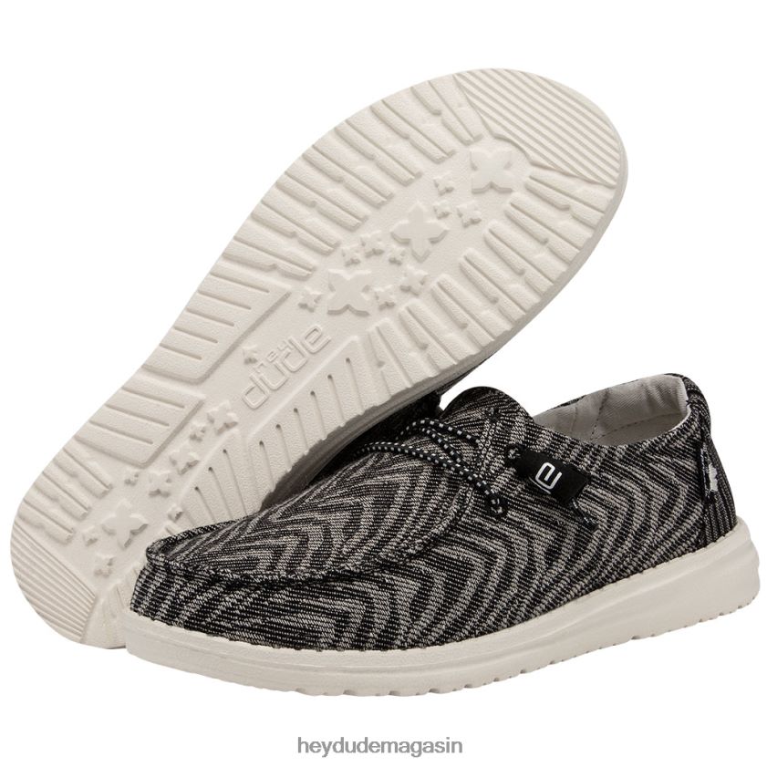 Hey Dude Hommes Wendy tissé zèbre à rayures noires chaussures DT40T4211