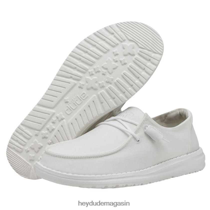 Hey Dude Hommes toile flammée Wendy blanc chaussures DT40T423