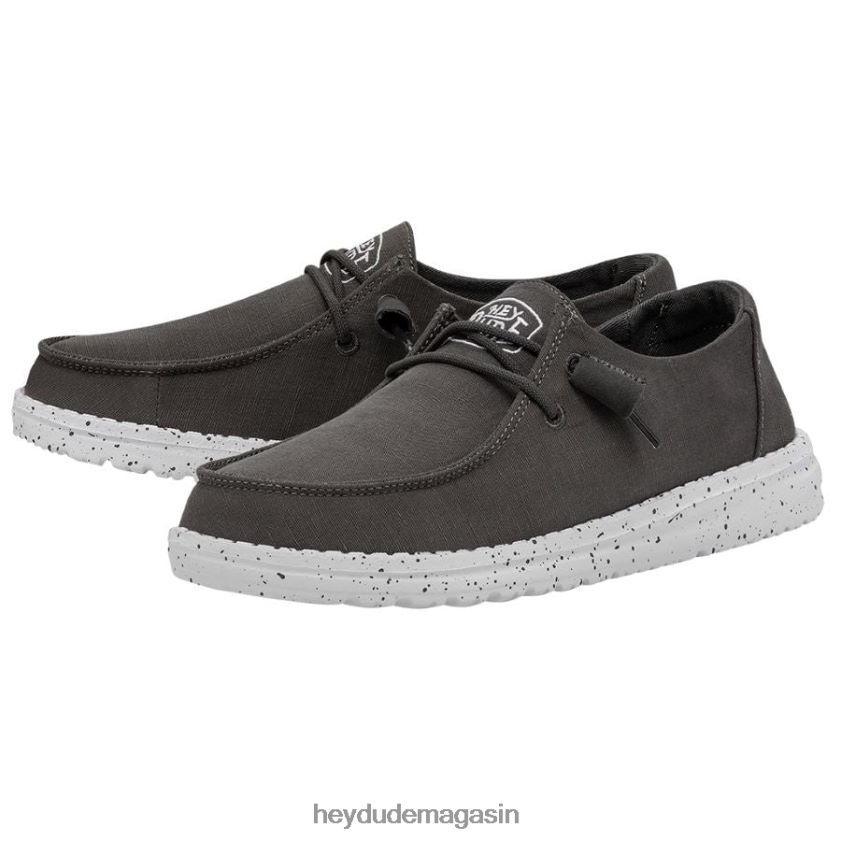 Hey Dude Hommes toile flammée Wendy gris foncé chaussures DT40T427