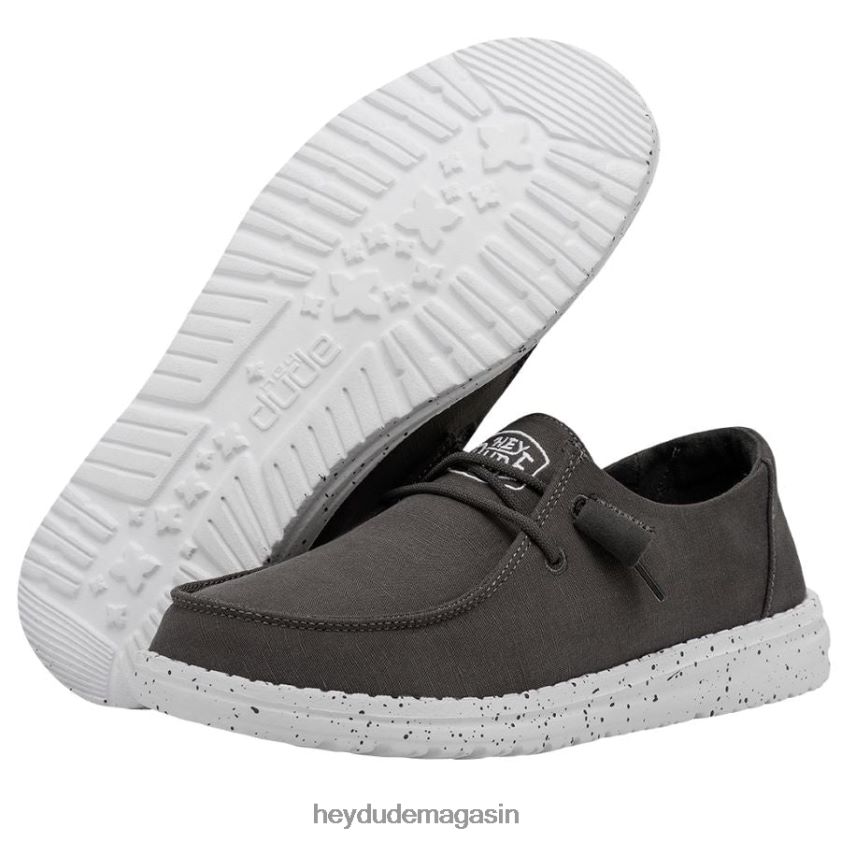 Hey Dude Hommes toile flammée Wendy gris foncé chaussures DT40T427