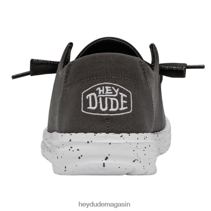 Hey Dude Hommes toile flammée Wendy gris foncé chaussures DT40T427