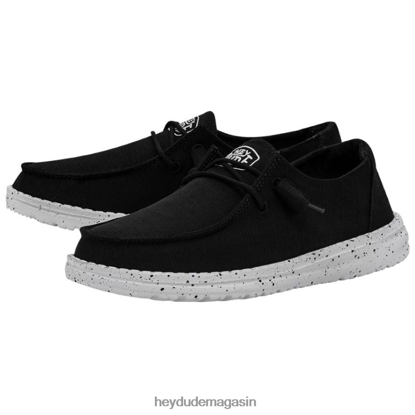 Hey Dude Hommes toile flammée Wendy noir chaussures DT40T424