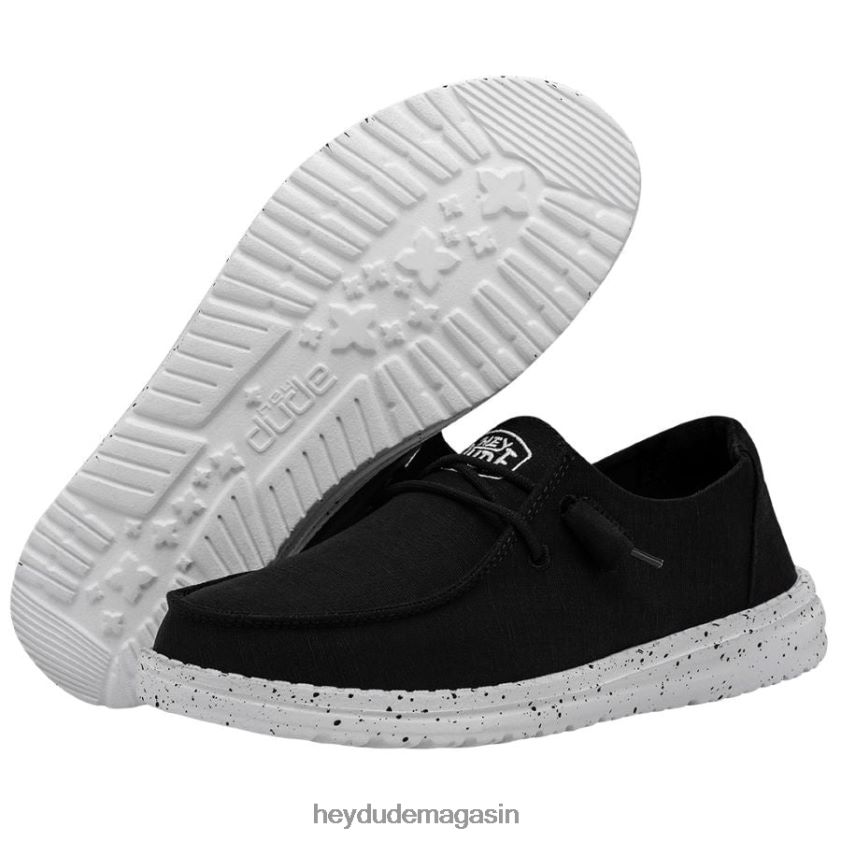 Hey Dude Hommes toile flammée Wendy noir chaussures DT40T424
