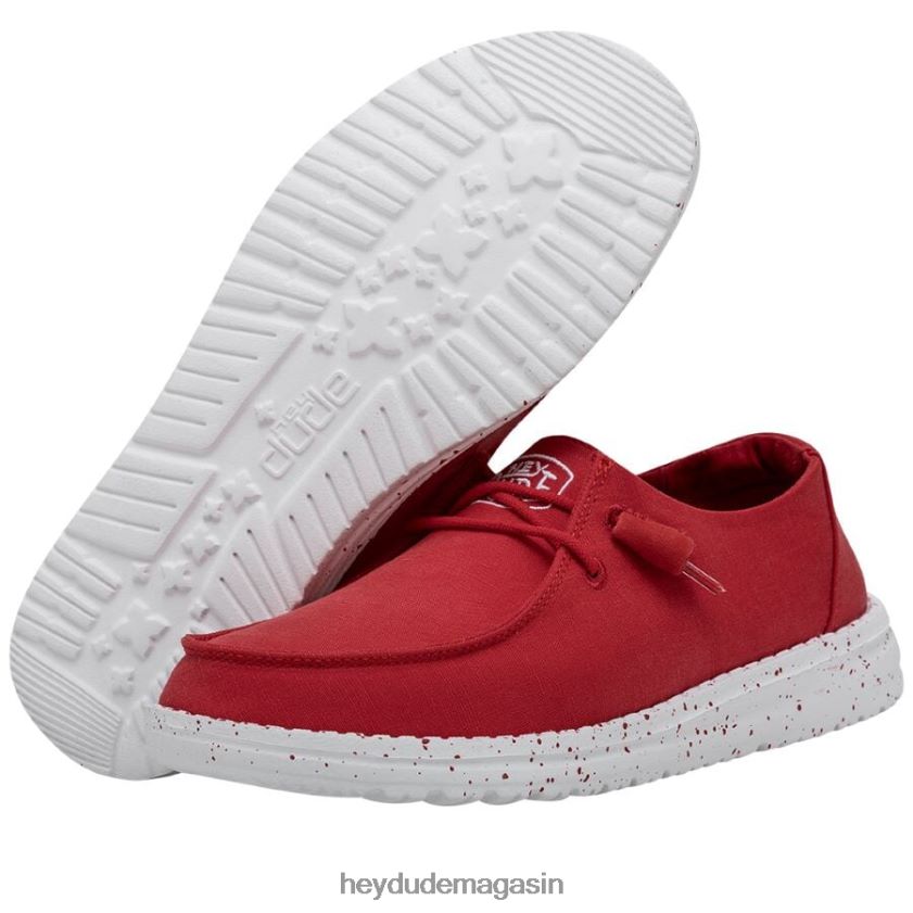 Hey Dude Hommes toile flammée Wendy rouge chaussures DT40T426