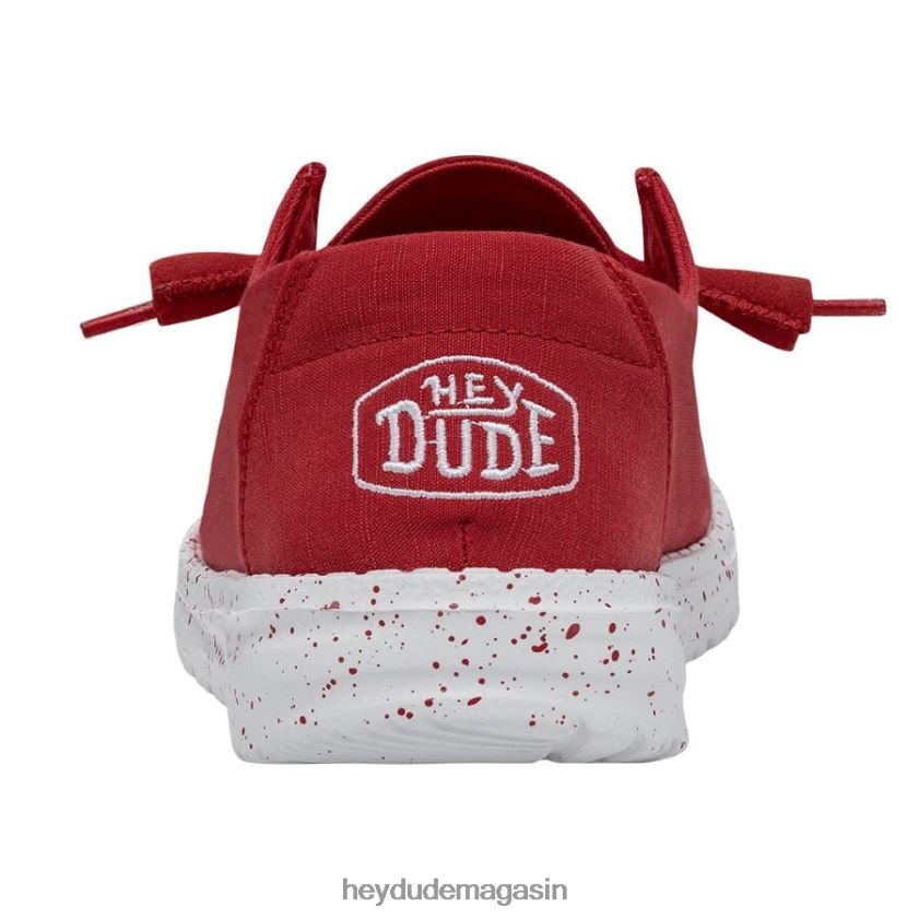 Hey Dude Hommes toile flammée Wendy rouge chaussures DT40T426