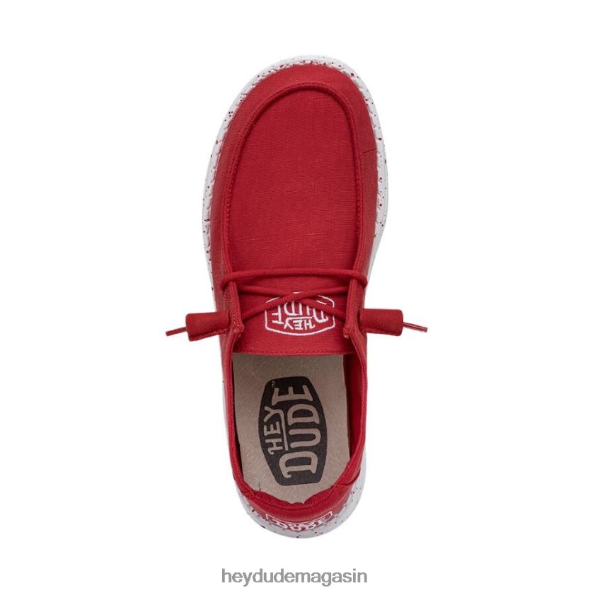 Hey Dude Hommes toile flammée Wendy rouge chaussures DT40T426