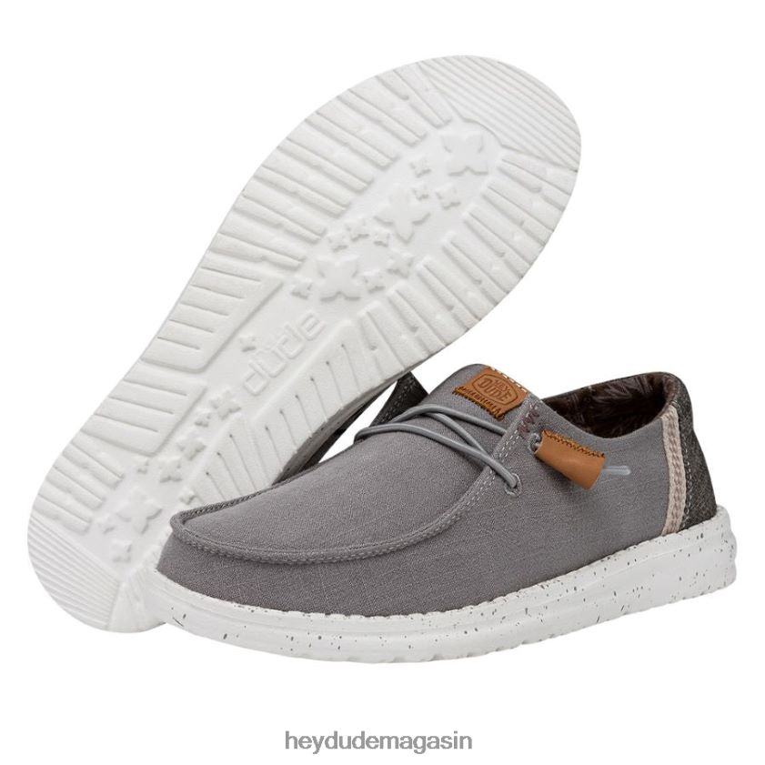 Hey Dude Hommes toile lavée wendy gris chaussures DT40T44