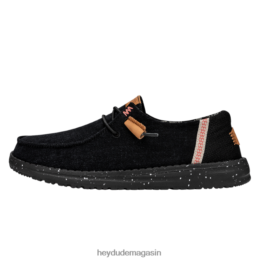 Hey Dude Hommes toile lavée wendy noir chaussures DT40T42