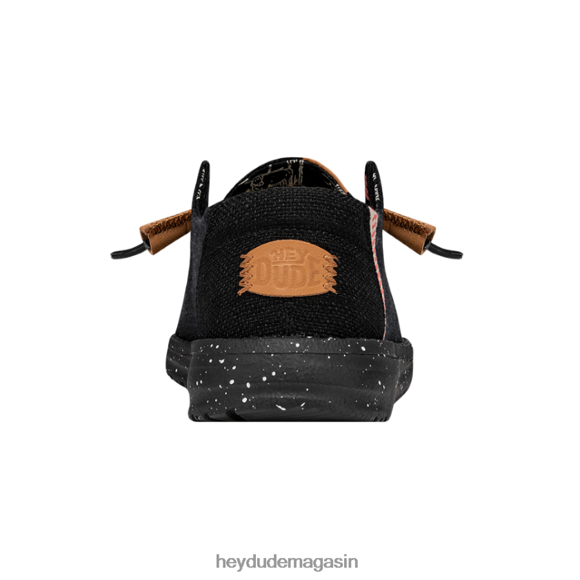 Hey Dude Hommes toile lavée wendy noir chaussures DT40T42