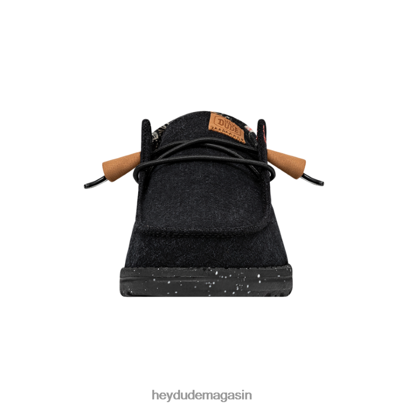 Hey Dude Hommes toile lavée wendy noir chaussures DT40T42