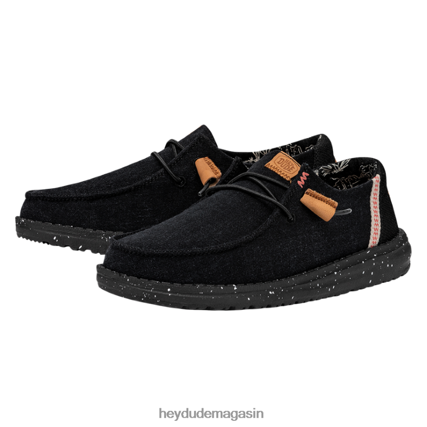 Hey Dude Hommes toile lavée wendy noir chaussures DT40T42