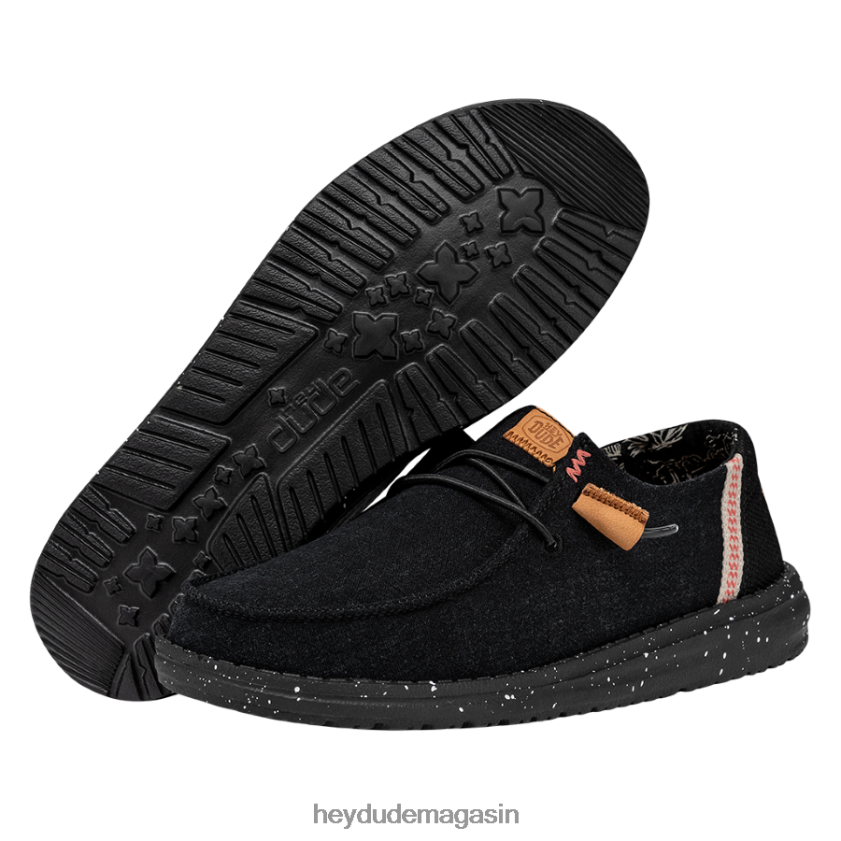 Hey Dude Hommes toile lavée wendy noir chaussures DT40T42