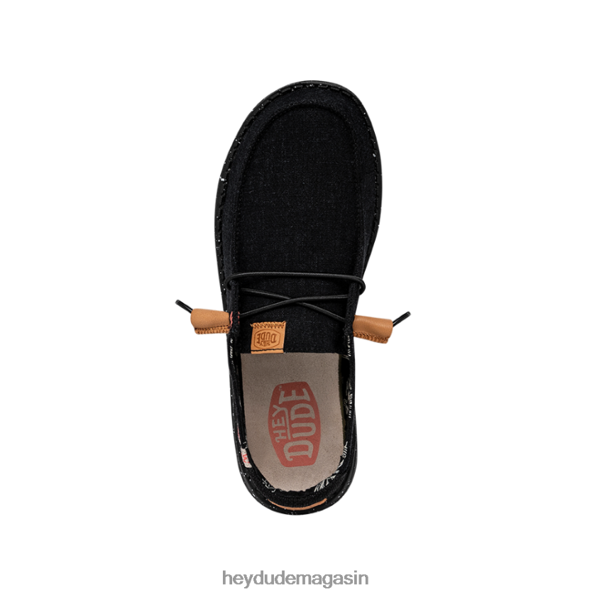 Hey Dude Hommes toile lavée wendy noir chaussures DT40T42