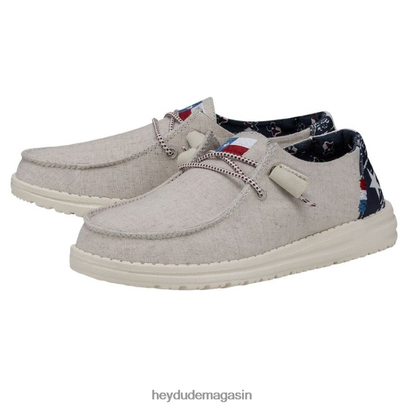 Hey Dude Hommes toile wendy texas blanc cassé chaussures DT40T458