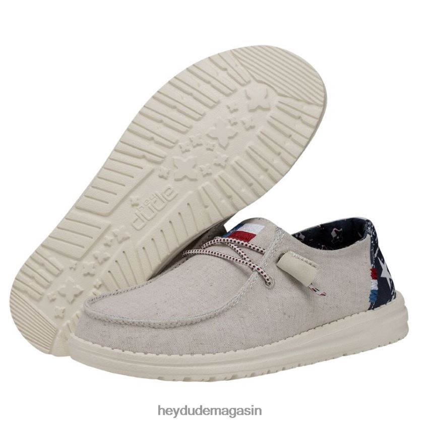 Hey Dude Hommes toile wendy texas blanc cassé chaussures DT40T458